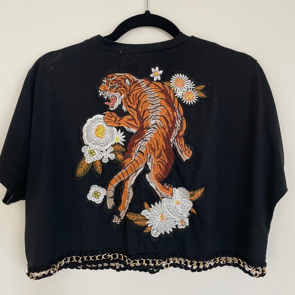 Tiger Print Chain Link Crop Top